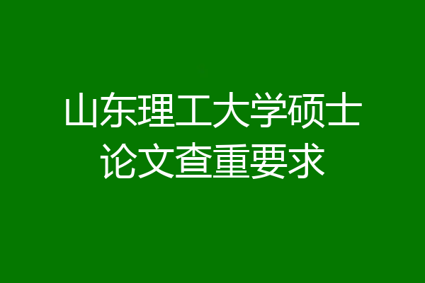 山东理工大学硕士论文查重要求