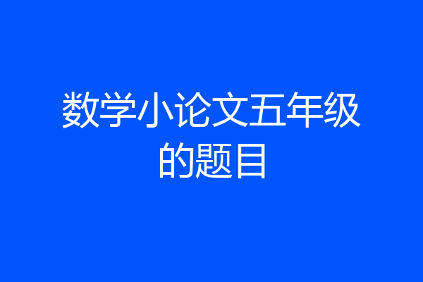 数学小论文五年级的题目