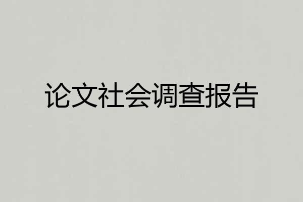 论文社会调查报告
