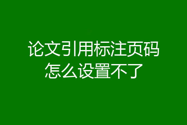 论文引用标注页码怎么设置不了