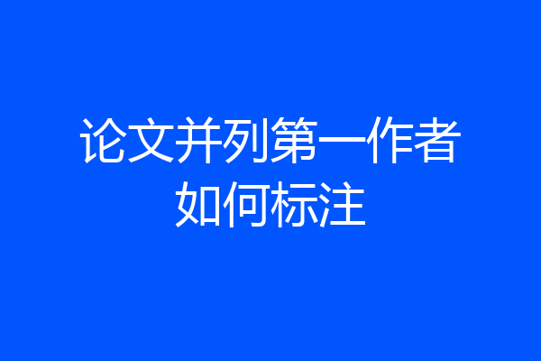 论文并列第一作者如何标注