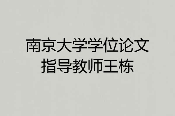 南京大学学位论文指导教师王栋