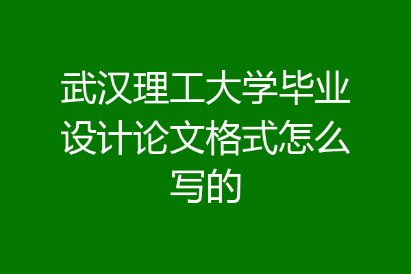 武汉理工大学毕业设计论文格式怎么写的