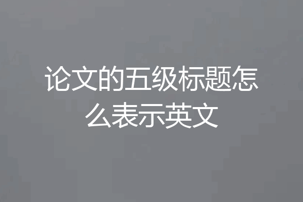 论文的五级标题怎么表示英文