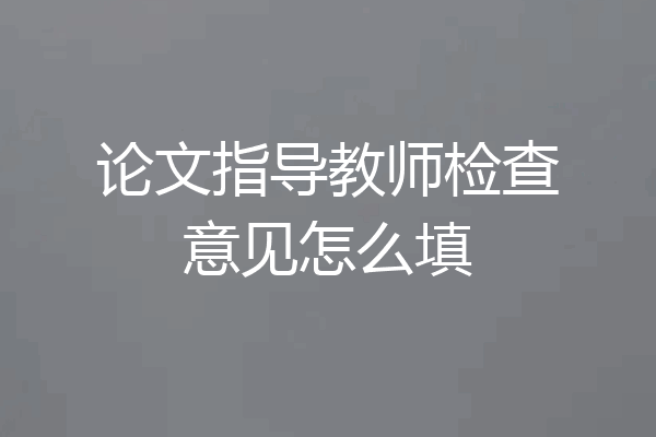 论文指导教师检查意见怎么填