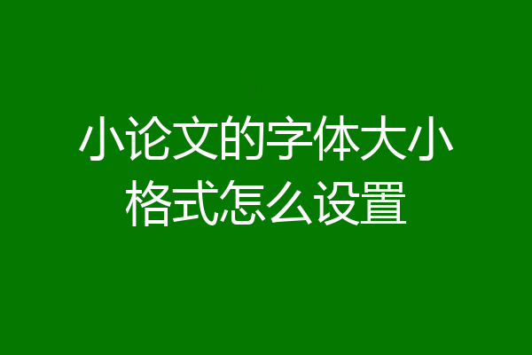 小论文的字体大小格式怎么设置