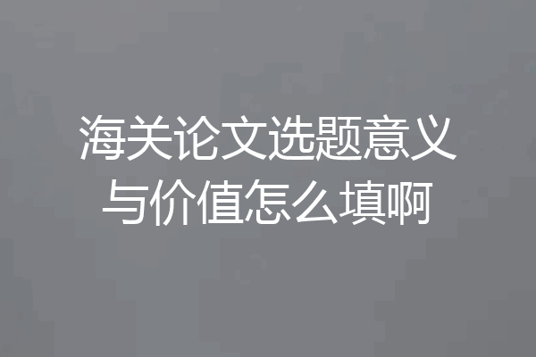 海关论文选题意义与价值怎么填啊