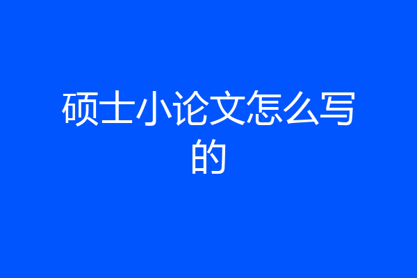 硕士小论文怎么写的