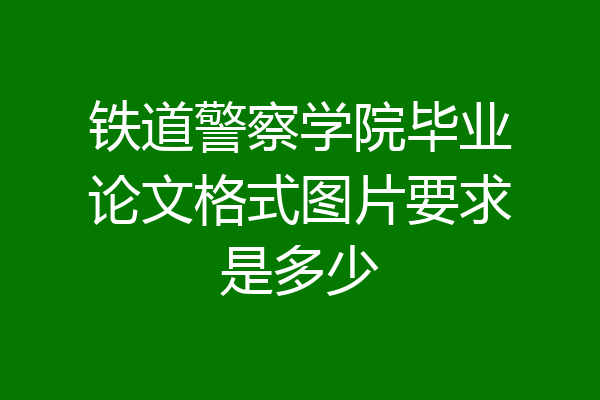铁道警察学院毕业论文格式图片要求是多少