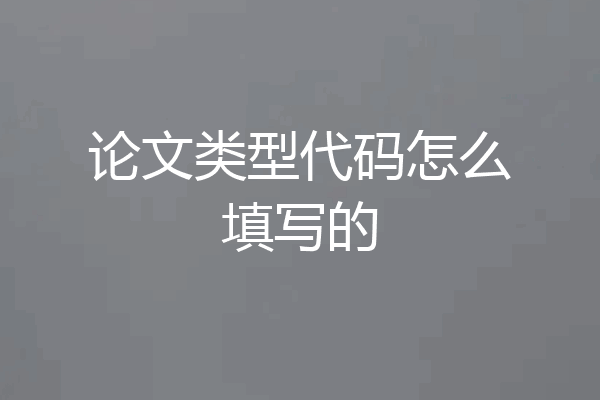 论文类型代码怎么填写的