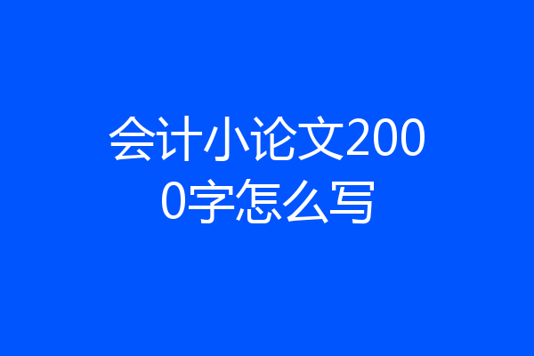 会计小论文2000字怎么写
