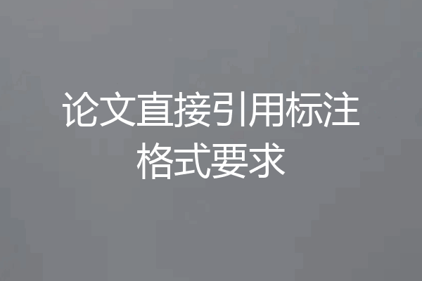 论文直接引用标注格式要求