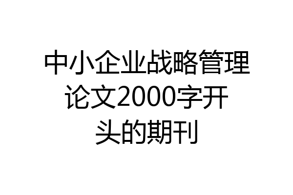 中小企业战略管理论文2000字开头的期刊