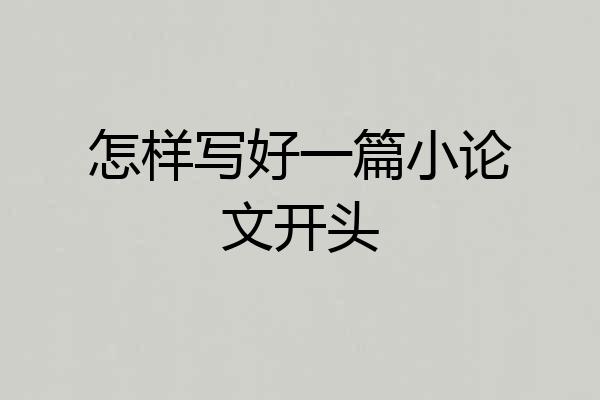 怎样写好一篇小论文开头