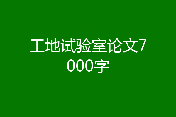 工地试验室论文7000字