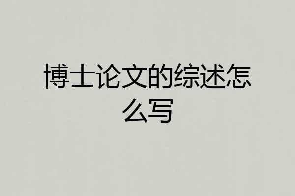 博士论文的综述怎么写