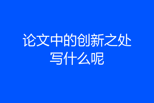 论文中的创新之处写什么呢