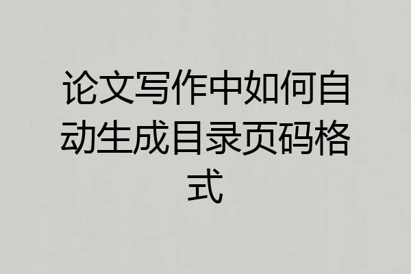 论文写作中如何自动生成目录页码格式
