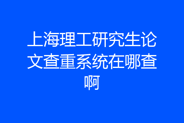 上海理工研究生论文查重系统在哪查啊