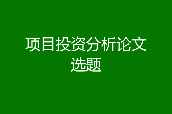 项目投资分析论文选题