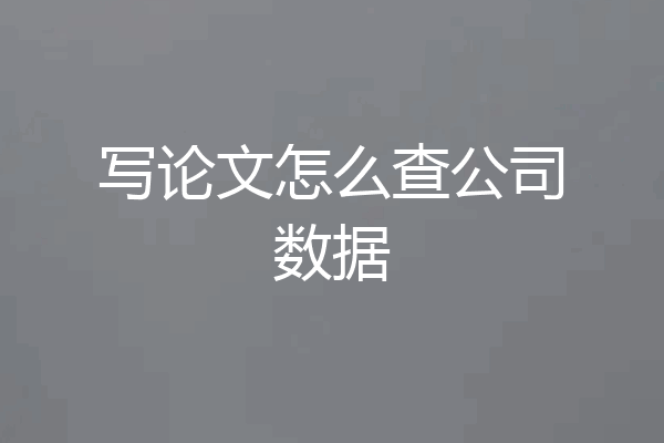 写论文怎么查公司数据