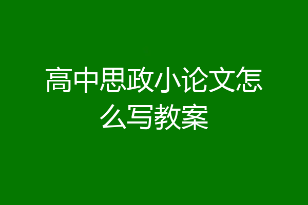 高中思政小论文怎么写教案
