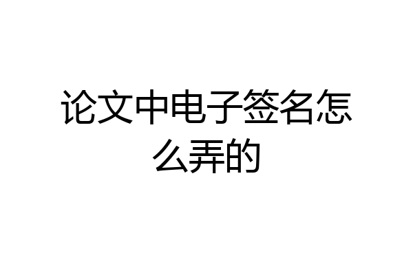论文中电子签名怎么弄的
