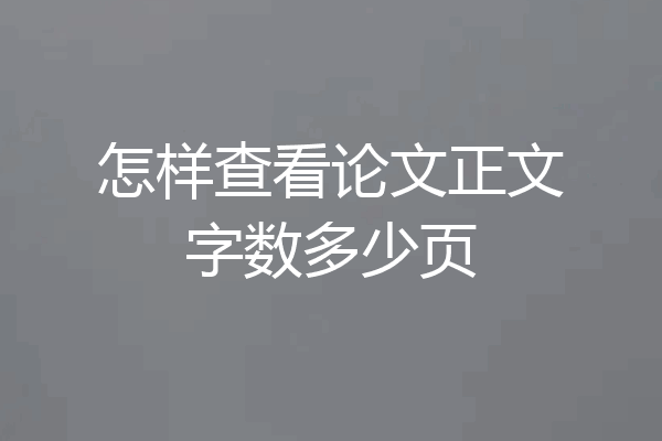 怎样查看论文正文字数多少页