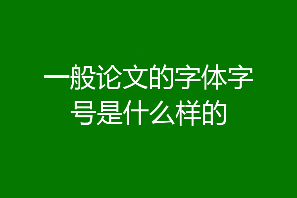 一般论文的字体字号是什么样的