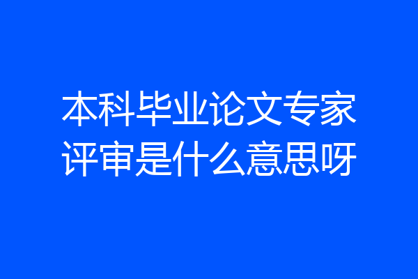 本科毕业论文专家评审是什么意思呀