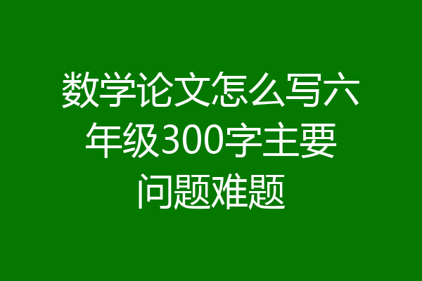 数学论文怎么写六年级300字主要问题难题
