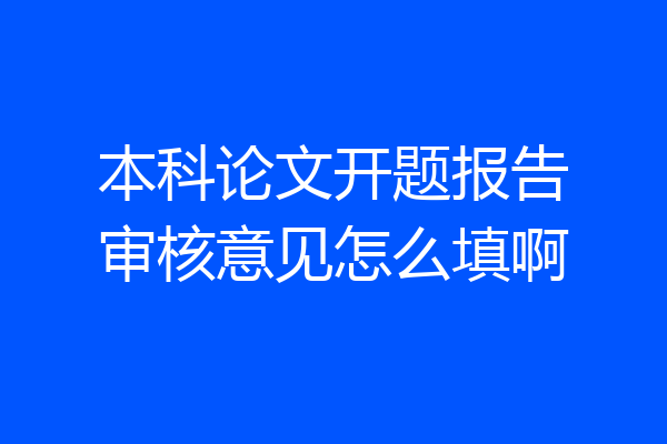 本科论文开题报告审核意见怎么填啊