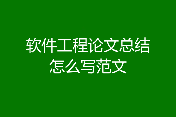 软件工程论文总结怎么写范文