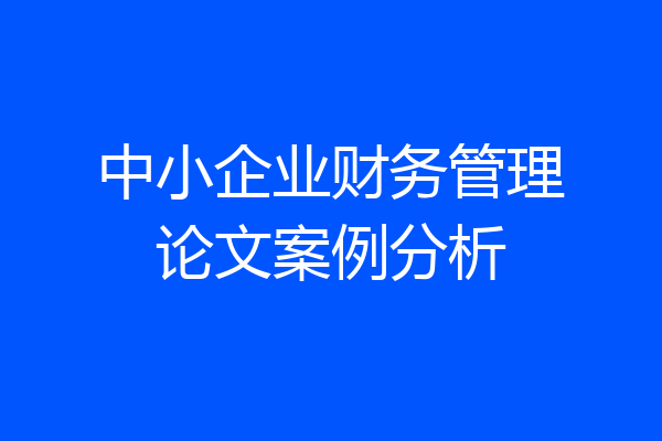 中小企业财务管理论文案例分析