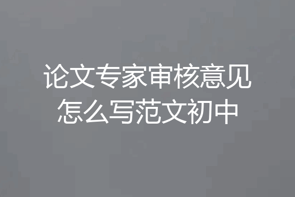 论文专家审核意见怎么写范文初中