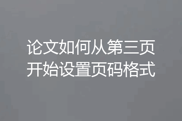 论文如何从第三页开始设置页码格式