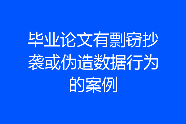 毕业论文有剽窃抄袭或伪造数据行为的案例