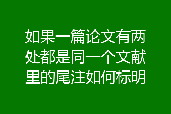 如果一篇论文有两处都是同一个文献里的尾注如何标明