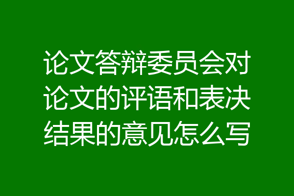论文答辩委员会对论文的评语和表决结果的意见怎么写