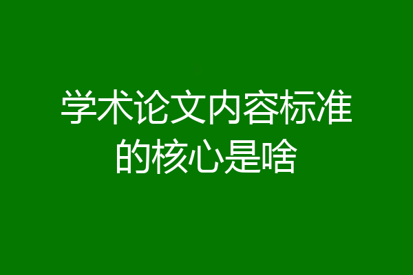 学术论文内容标准的核心是啥