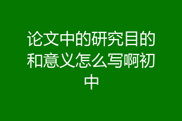 论文中的研究目的和意义怎么写啊初中