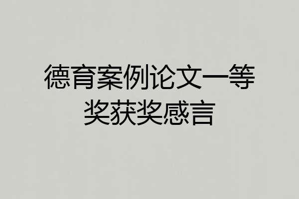 德育案例论文一等奖获奖感言