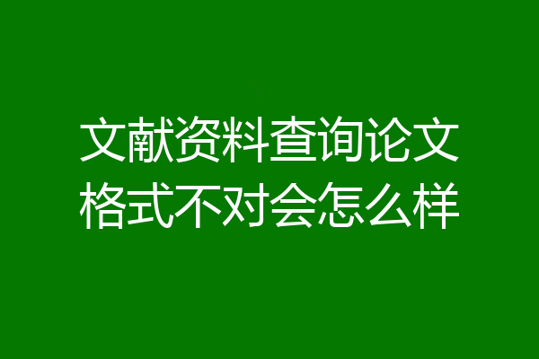 文献资料查询论文格式不对会怎么样