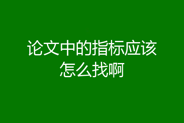 论文中的指标应该怎么找啊