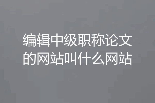 编辑中级职称论文的网站叫什么网站