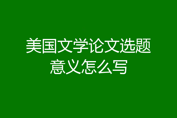 美国文学论文选题意义怎么写