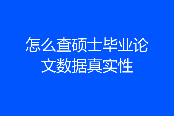 怎么查硕士毕业论文数据真实性