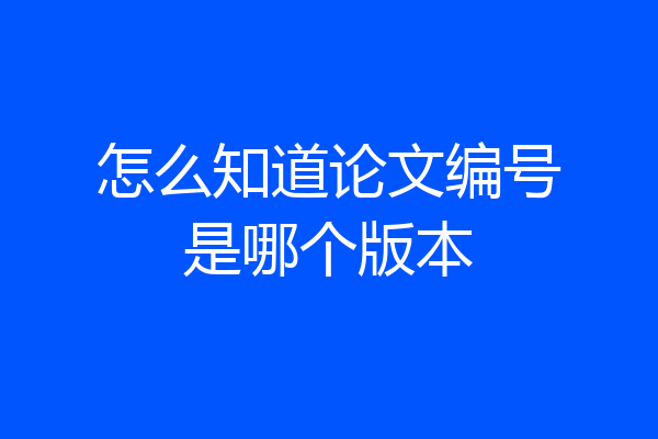 怎么知道论文编号是哪个版本