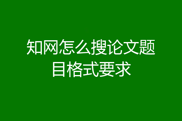 知网怎么搜论文题目格式要求