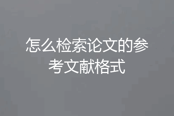 怎么检索论文的参考文献格式
